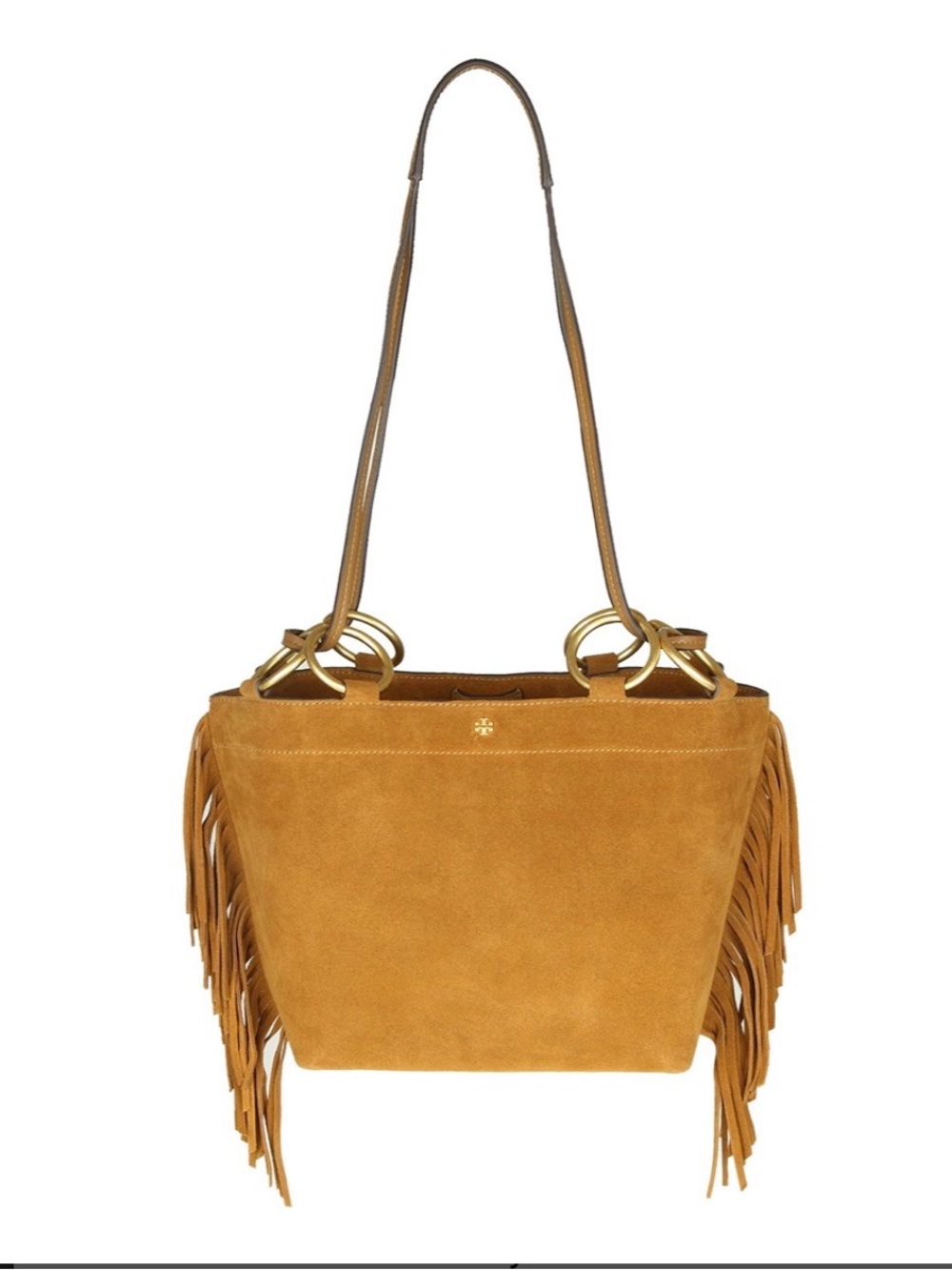 Tory Burch Farrah Tote Suede Fringe Cognac Brown